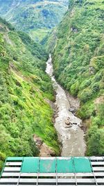 High angle view of river amidst trees