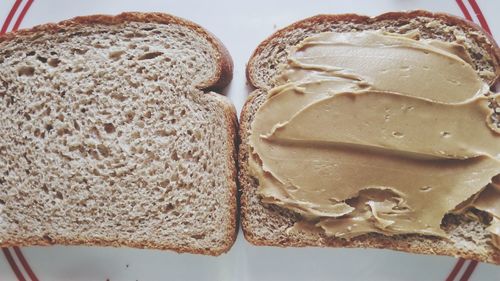 High angle view of bread in plate