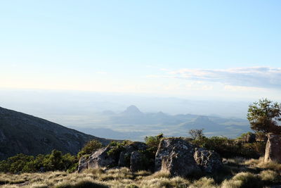 Scenic view of mountains against sky