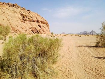 Scenic view of wadi rum against sky