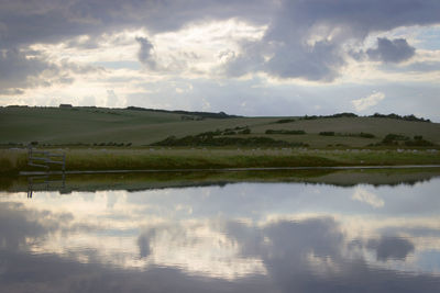 Scenic view of lake against sky