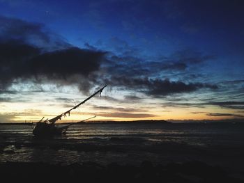 View of calm sea at sunset