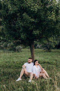 Couple walking in park