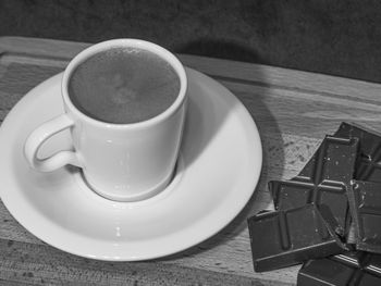 High angle view of coffee on table