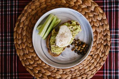 Directly above shot of breakfast served in plate