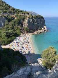 Scenic view of sea against clear sky