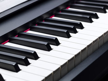 Black and white keys on a electronic piano