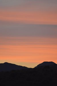 Scenic view of silhouette mountains against sky at sunset