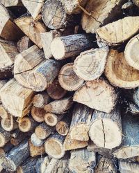 Full frame shot of logs