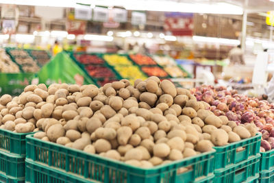 Various fruits and vegetables for sale at hyper market store