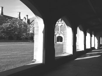 View of building through window