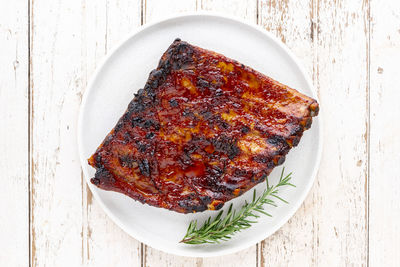 Directly above shot of food in plate on table