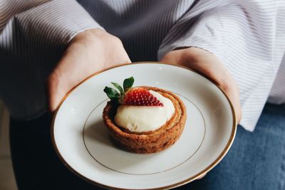 High angle view of cake in plate