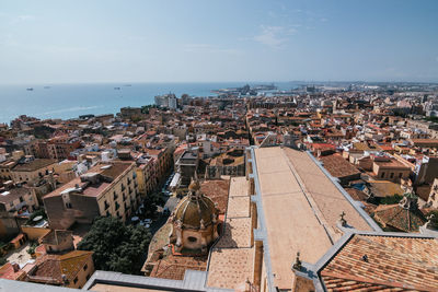 Aerial panoramic view of tarragona from the bell tower of the cathedral of tarragona