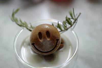 High angle view of dessert in plate on table