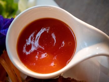 High angle view of drink in bowl