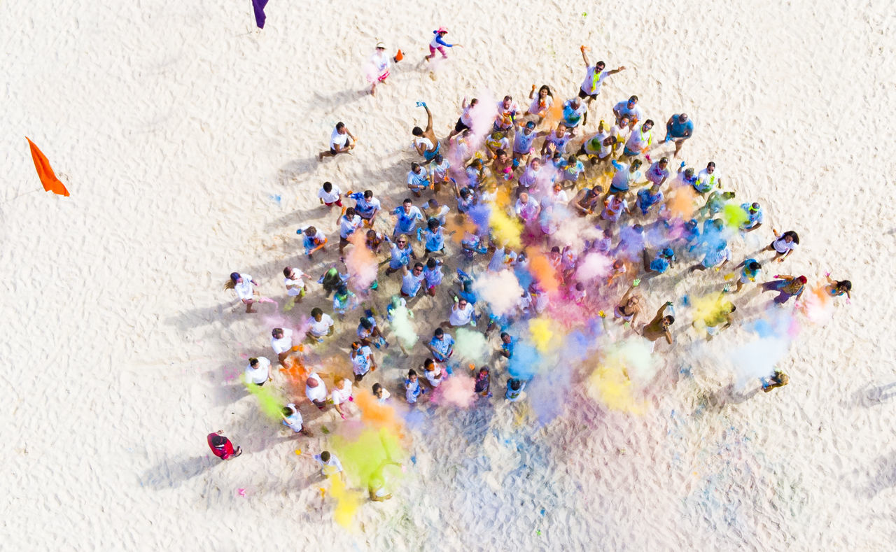 HIGH ANGLE VIEW OF DECORATION ON SAND