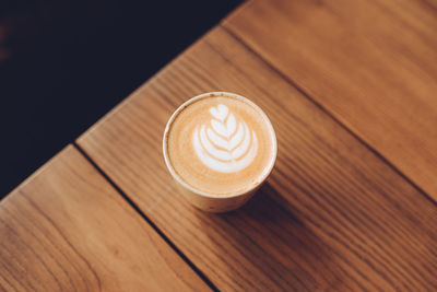 High angle view of coffee on table