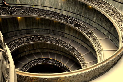 High angle view of spiral staircase in vatican museums