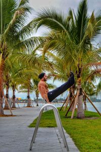 Man exercising outdoors