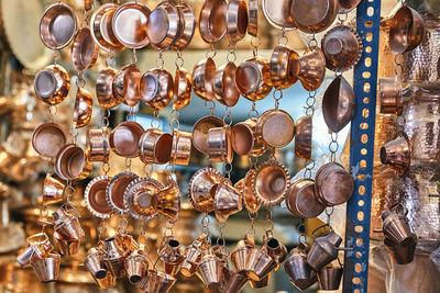 Low angle view of decoration hanging for sale