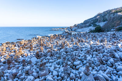 Scenic view of sea against clear sky