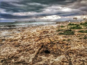 Scenic view of beach against sky