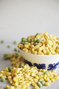 Peas and corn in bowl