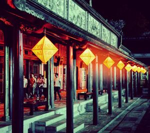 Tourists at entrance of temple