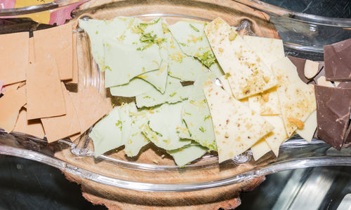 High angle view of food on table