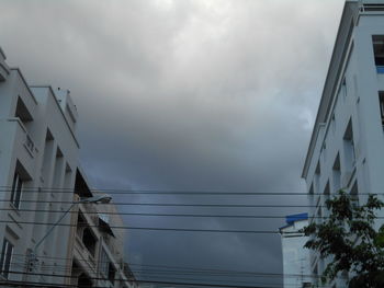 Low angle view of building against cloudy sky