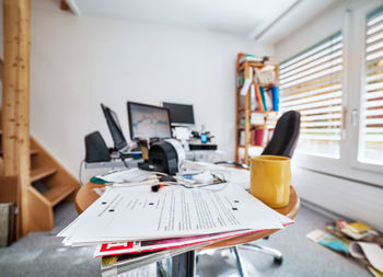 View of electric lamp on table