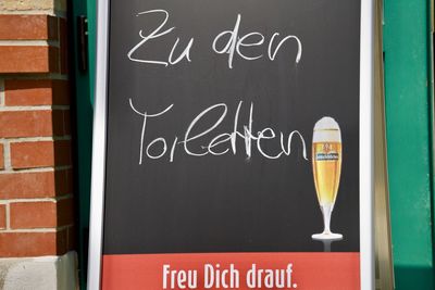 Close-up of text on wall