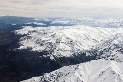 Aerial view of snowcapped mountains