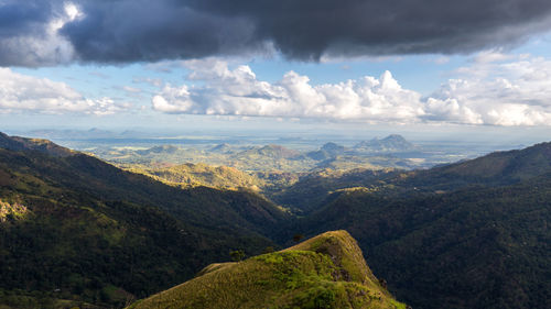 Aerial view of landscape against cloudy sky