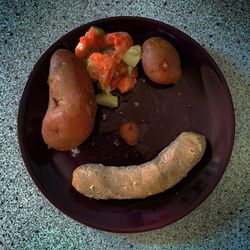 High angle view of food in bowl