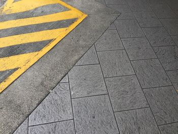 High angle view of zebra crossing on road