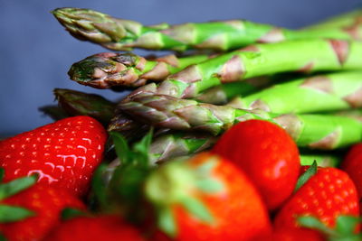 Close-up of cherries and chili peppers