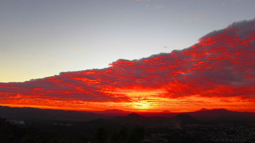 Scenic view of mountains at sunset