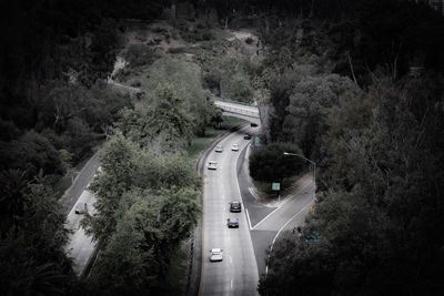 High angle view of cars on road