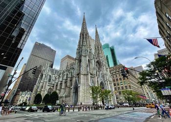 Low angle view of buildings against sky