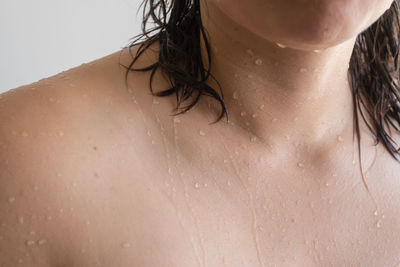 Close-up of shirtless man in water