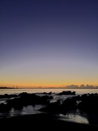 Scenic view of calm sea at sunset