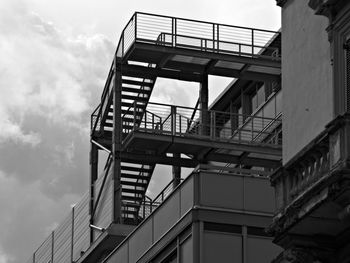 Low angle view of staircase against sky