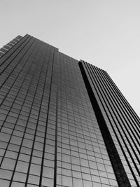 Low angle view of modern building against clear sky