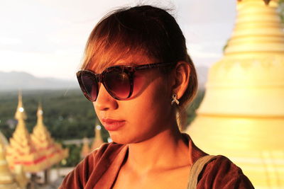 Portrait of woman wearing sunglasses