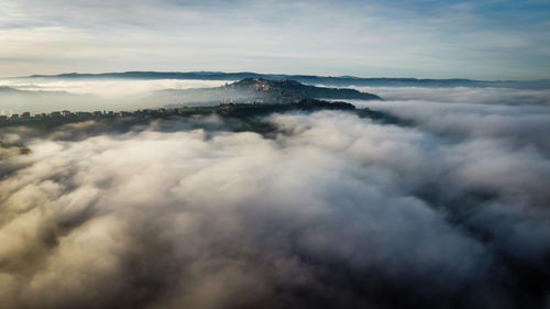 Aerial view of sea against sky