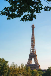 Low angle view of eiffel tower against sky