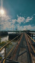 High angle view of railroad tracks against sky