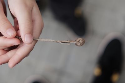 Close-up of woman holding hands
